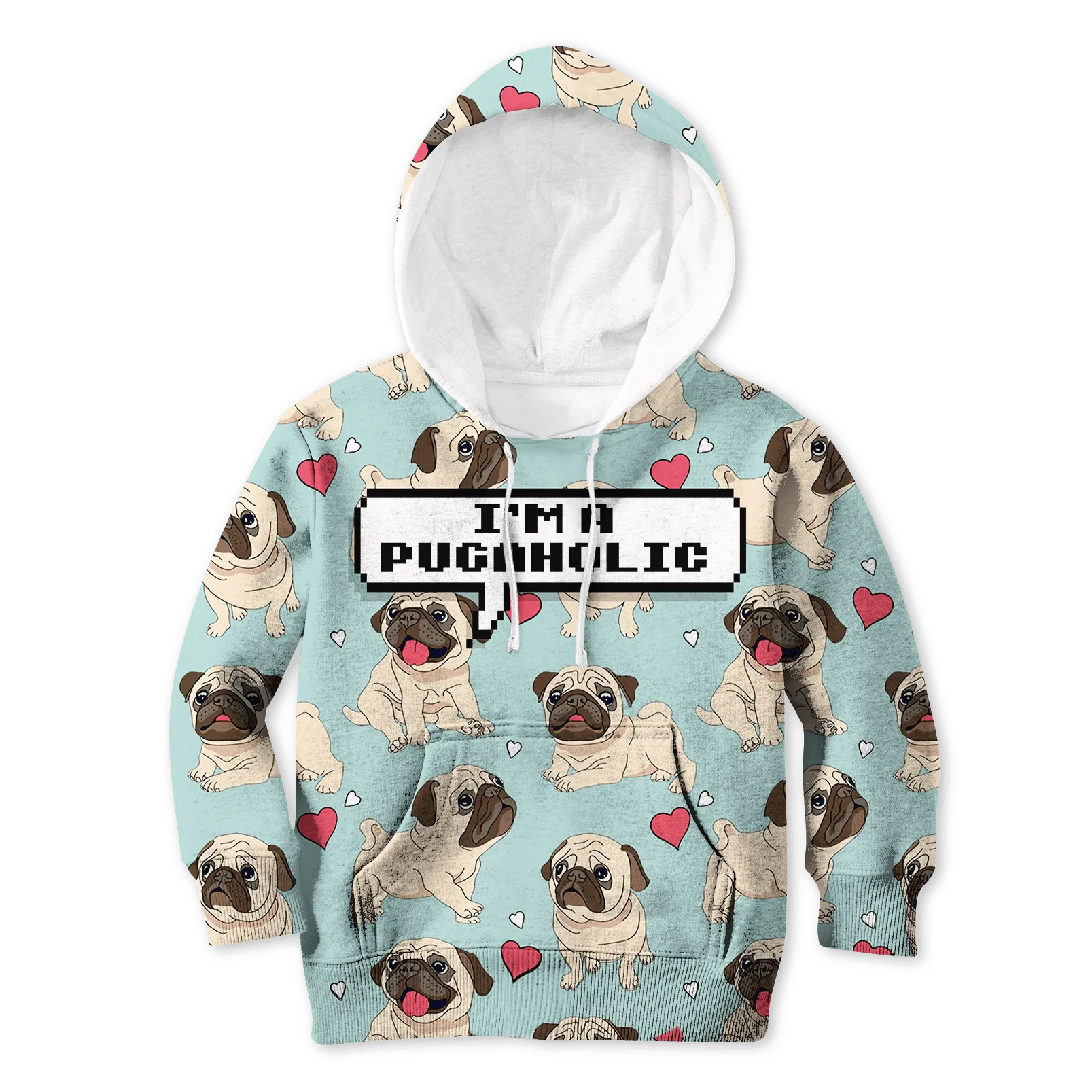 I AM PUGAHOLIC Kid Custom Cosplay Hoodies Apparel