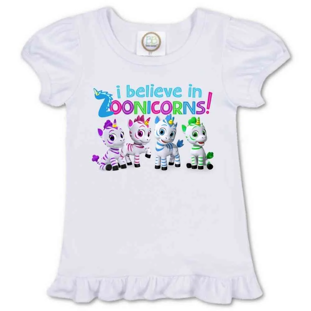I Believe In Zoonicorns, Group, Ruffle Girl's Tee