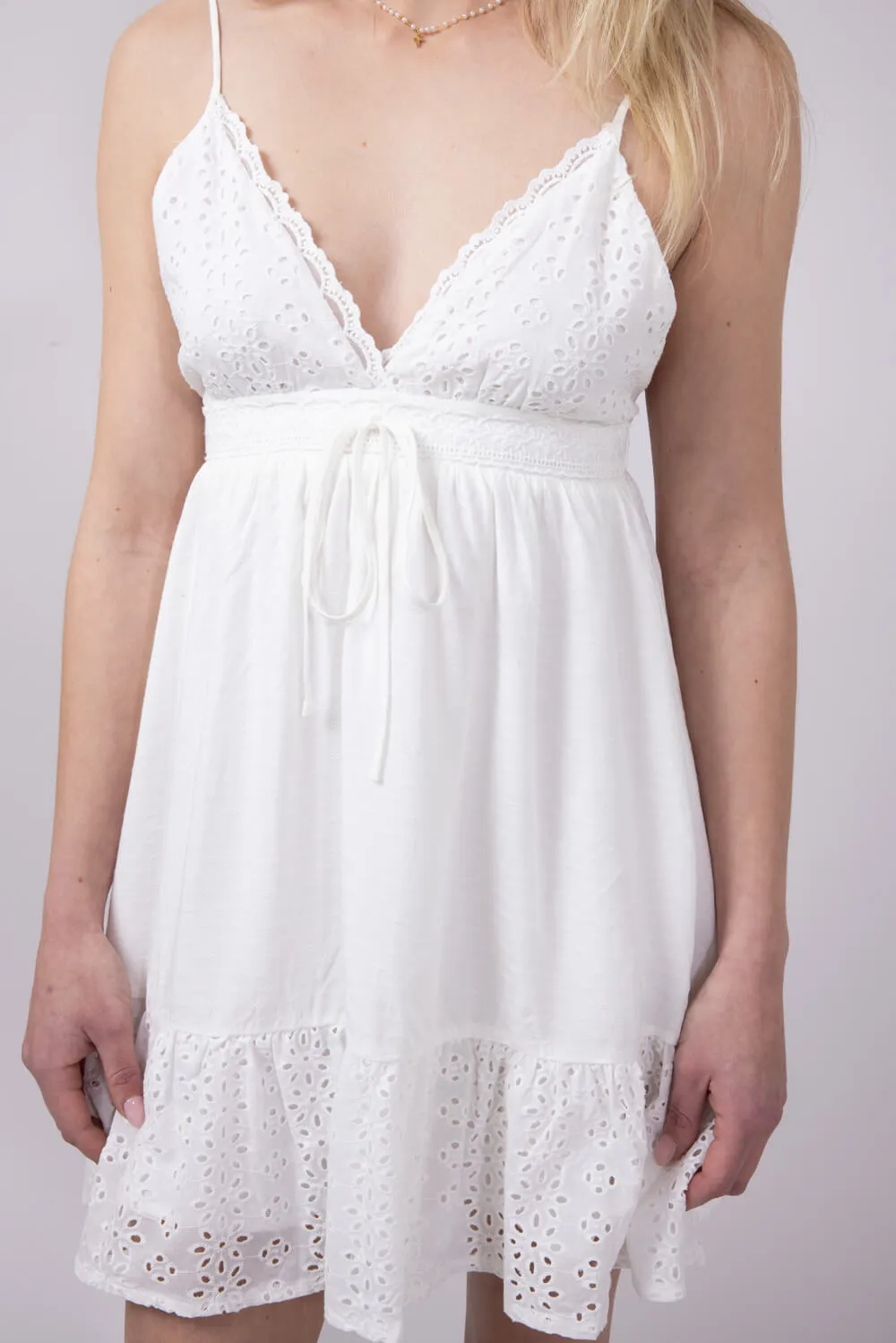Illa Illa Eyelet Mini Dress for Women in Off White | IM7772-OFFWHITE