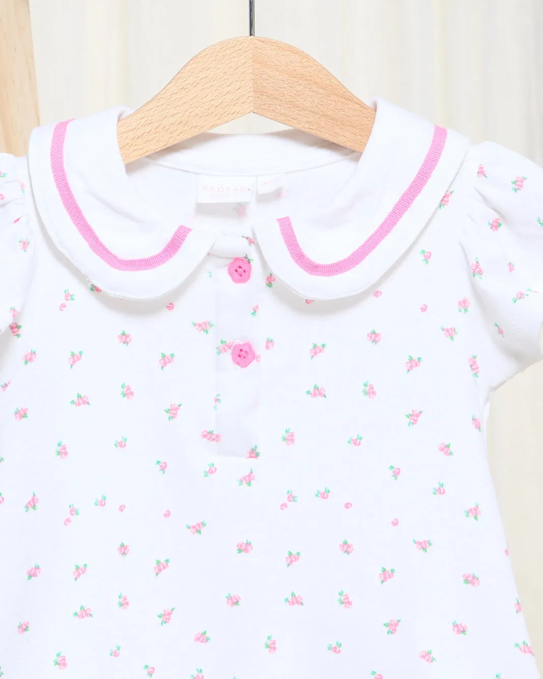 Infant Girls White Floral Printed T-Shirt