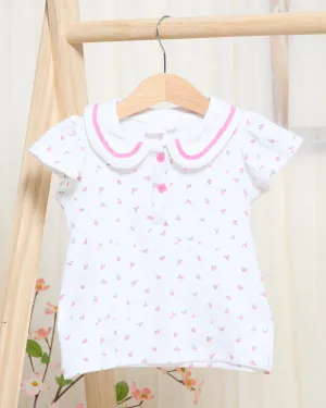 Infant Girls White Floral Printed T-Shirt
