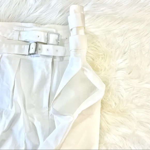 INTERMIX Leslie Double Belted White Cotton Shorts