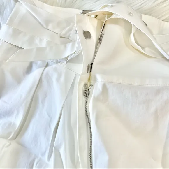 INTERMIX Leslie Double Belted White Cotton Shorts