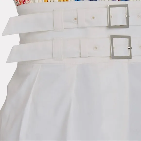 INTERMIX Leslie Double Belted White Cotton Shorts