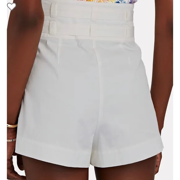 INTERMIX Leslie Double Belted White Cotton Shorts