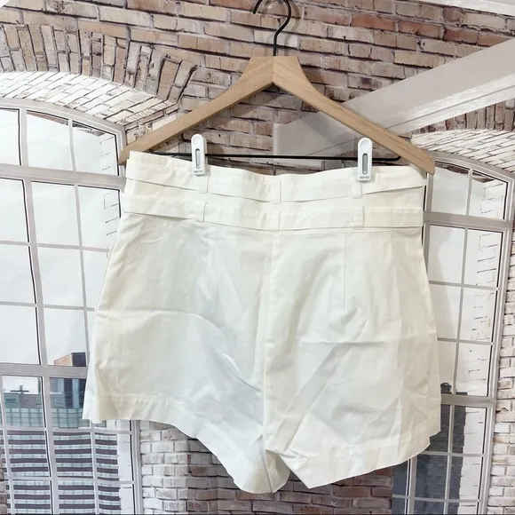INTERMIX Leslie Double Belted White Cotton Shorts