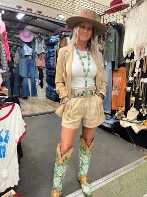Irish Cream Fringe Shorts