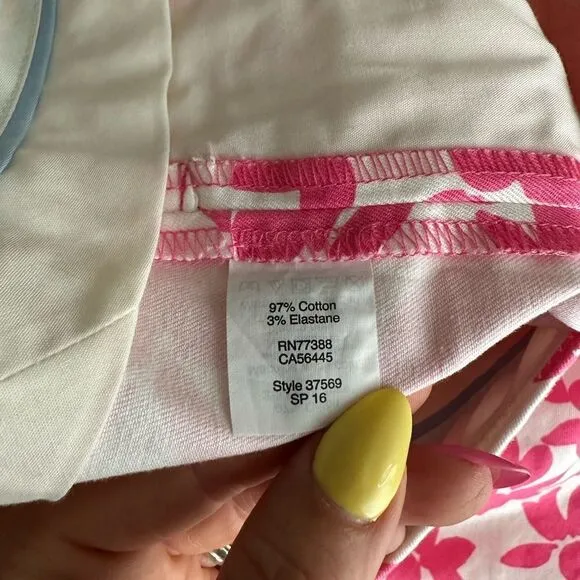 J. Crew Stretch Fit Chino Pink Floral Leaf Print Shorts Size 4