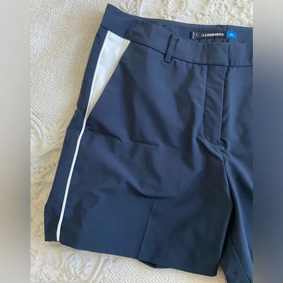 J. Lindeberg Gwen Golf Shorts Navy   White Athletic Shorts