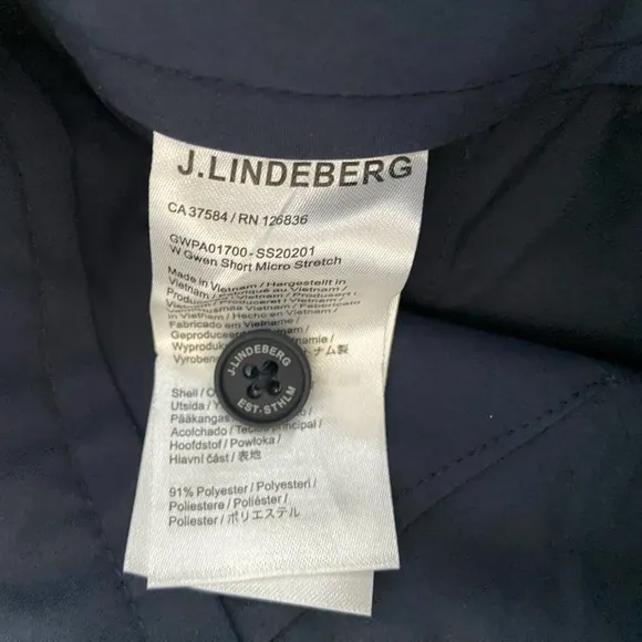 J. Lindeberg Gwen Golf Shorts Navy   White Athletic Shorts