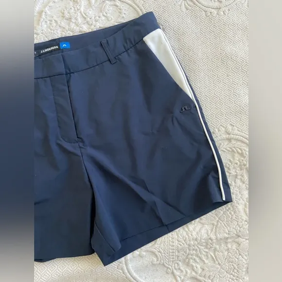 J. Lindeberg Gwen Golf Shorts Navy   White Athletic Shorts
