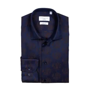 James Cotton Jacquard Shirt - Chestnut Brown