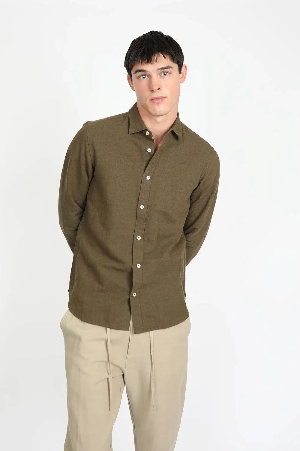 JAMES HARPER LINEN COTTON BLEND L/S SHIRT JHS554