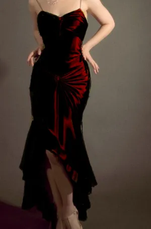 JazzHer Elegant Mermaid Spaghetti Straps Burgundy Prom Dresses Party Dresses (PRE-ORDER)