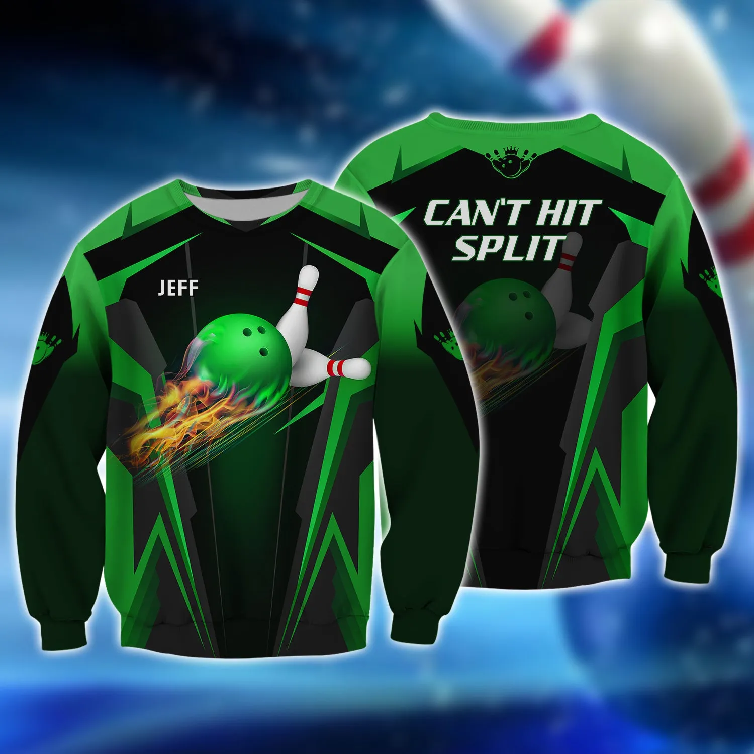 JEFF - The Green Bowling Ball in Flames 3D Shirt - QB95