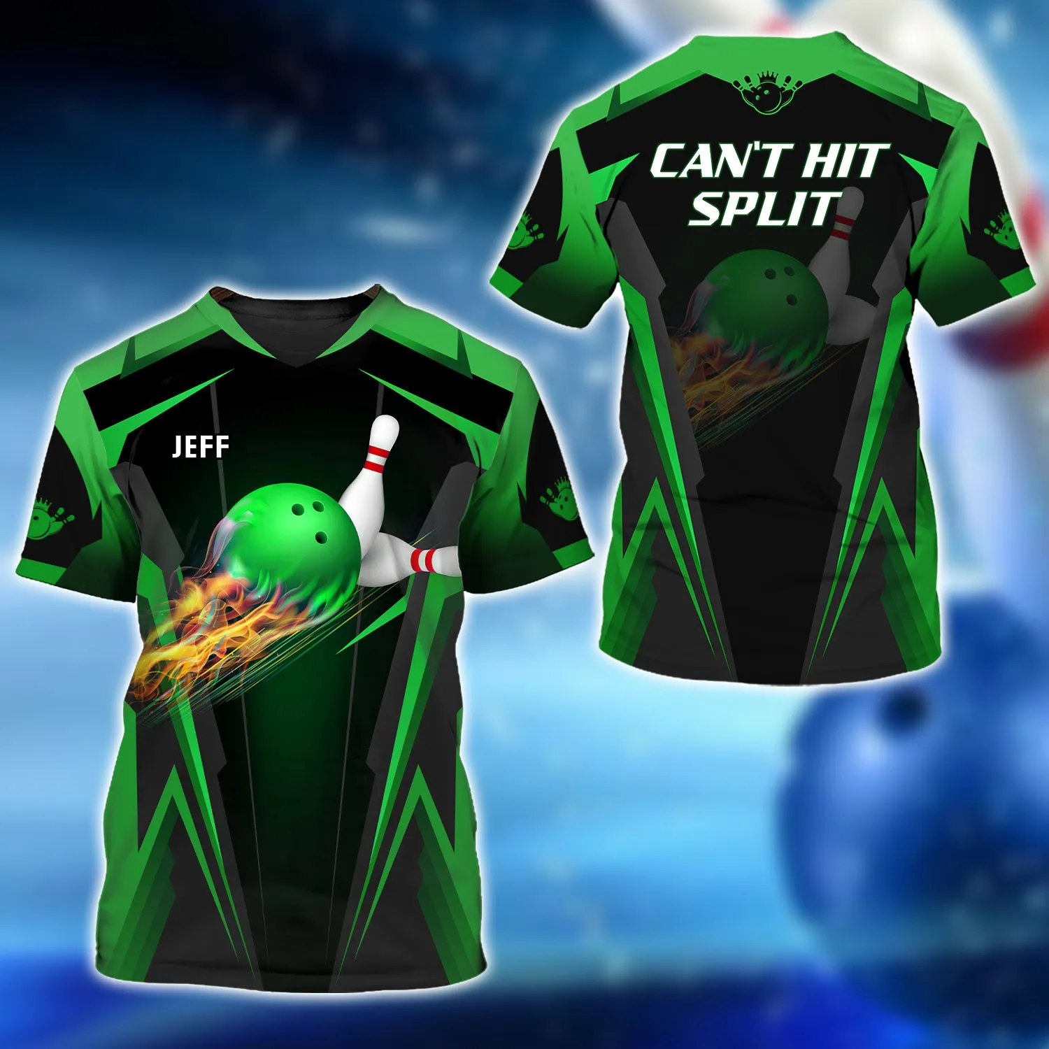 JEFF - The Green Bowling Ball in Flames 3D Shirt - QB95