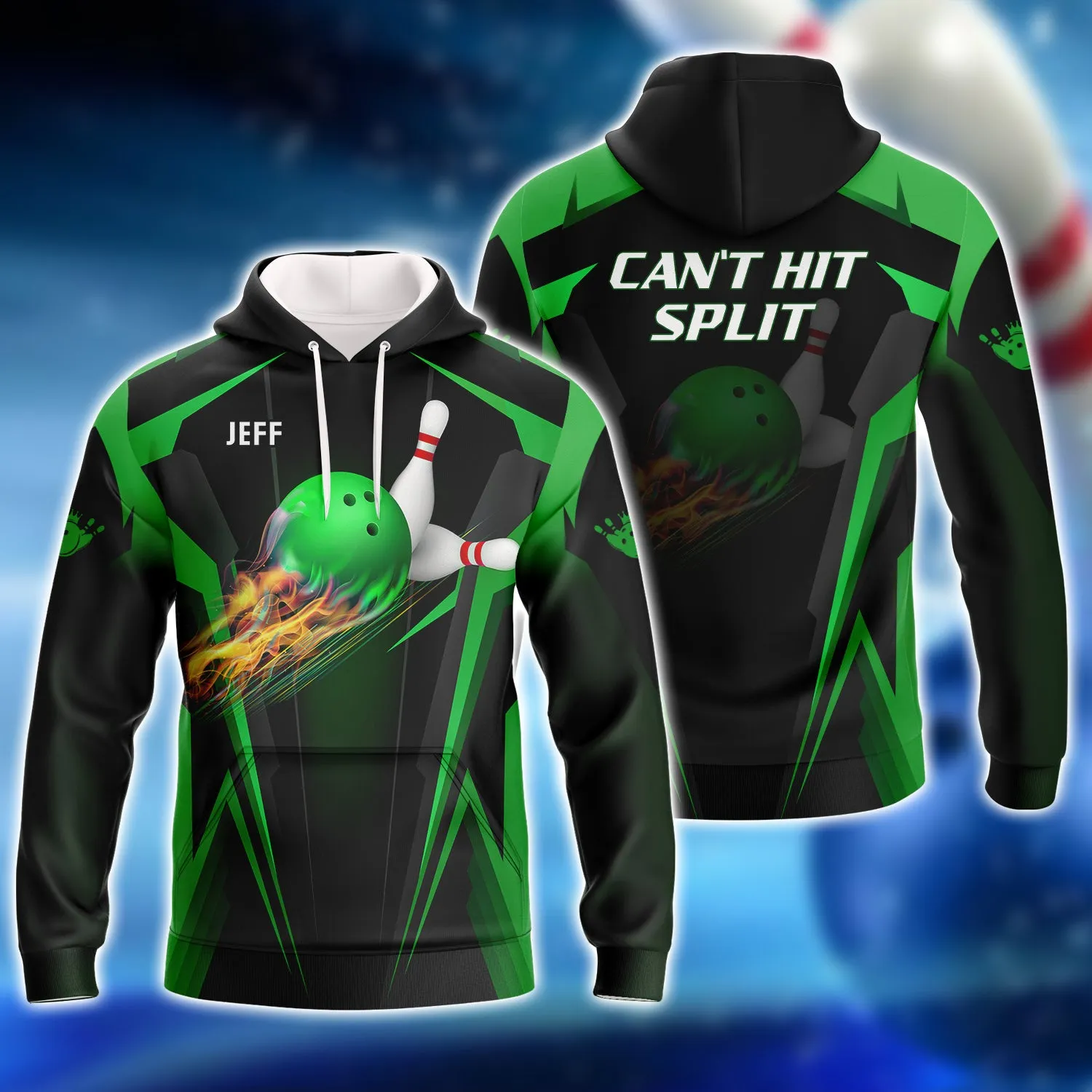 JEFF - The Green Bowling Ball in Flames 3D Shirt - QB95