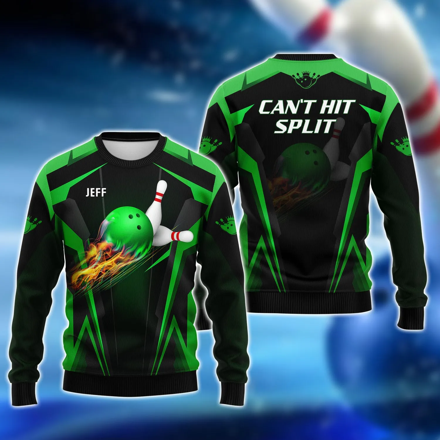 JEFF - The Green Bowling Ball in Flames 3D Shirt - QB95