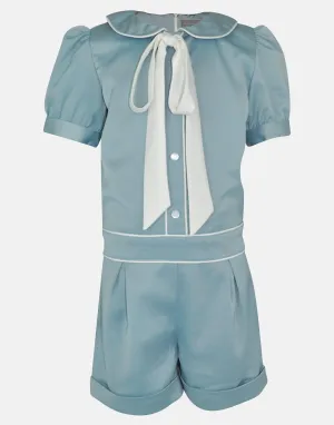 Jemima: Pastel green playsuit & headband