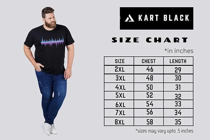 KART BLACK Men's Plus Size Navy Color Tshirts | Regular Fit Round Neck Cotton Tshirts | NVY-SURFING CLUB