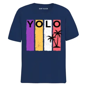 KART BLACK Men's Plus Size Navy Color Tshirts | Regular Fit Round Neck Cotton Tshirts | NVY-YOLO
