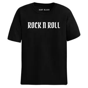 KART BLACK Men's Plus Size Tshirts | Regular Fit Round Neck Cotton Tshirts | BLK-ROCK&ROLL_3XL