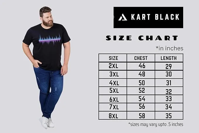 KART BLACK Men's Plus Size Tshirts | Regular Fit Round Neck Cotton Tshirts | BLK-ROCK&ROLL_3XL