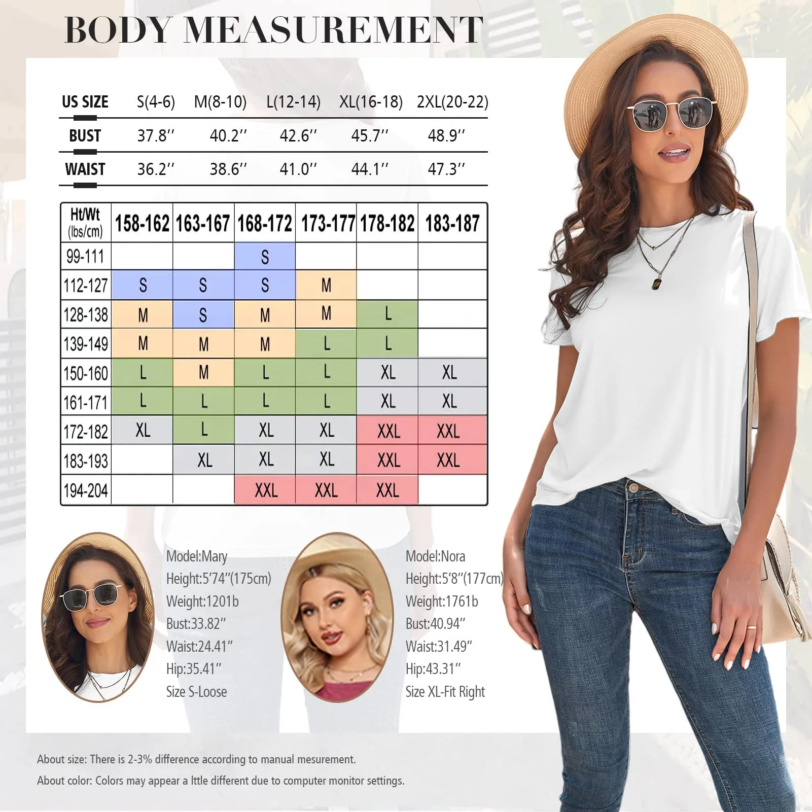 KevaMolly Basic White T Shirts for Women UPF 50  Short Sleeve Casual Solid Summer Tops Trendy Solid Loose Fit Tshirt