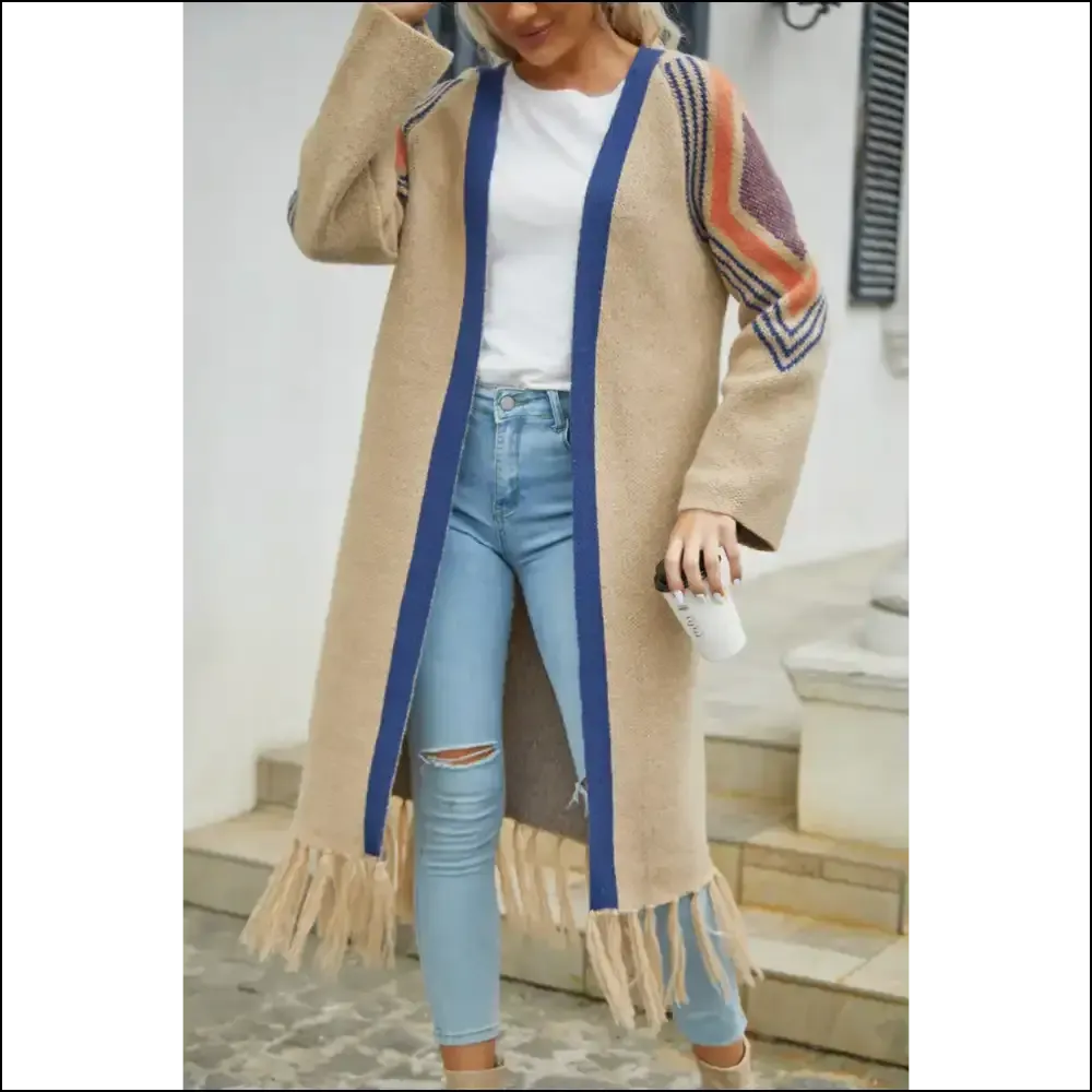 Khaki Geometric Stripe Fringe Hem: Dressed to Kill ! 💀 Needful Things