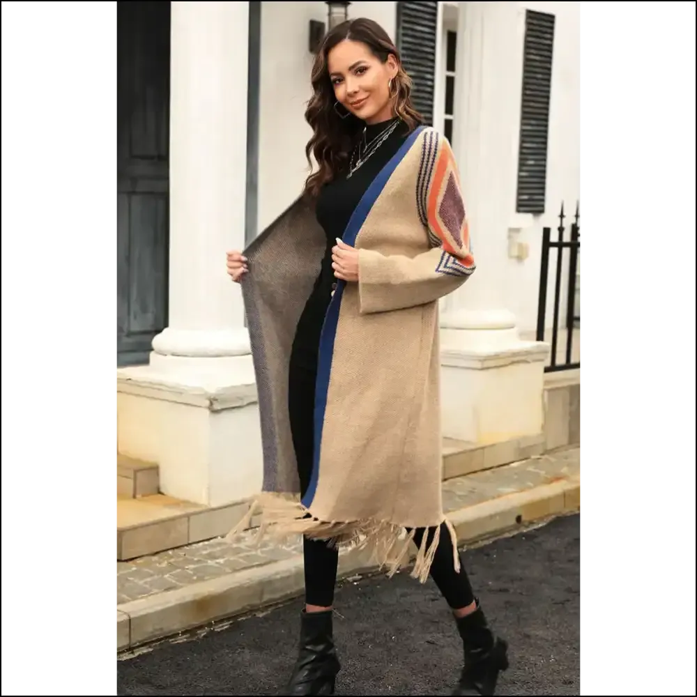 Khaki Geometric Stripe Fringe Hem: Dressed to Kill ! 💀 Needful Things