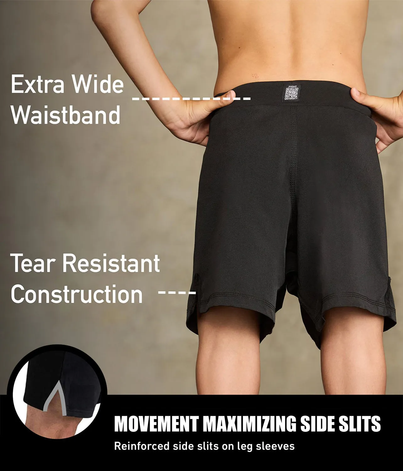 Kids' Black Jack Black No-Gi BJJ Shorts
