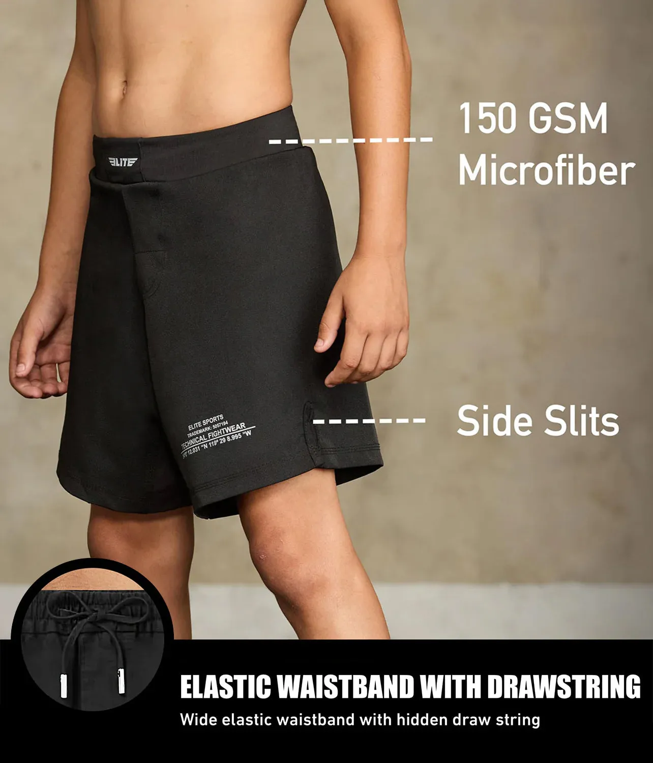 Kids' Black Jack Black No-Gi BJJ Shorts