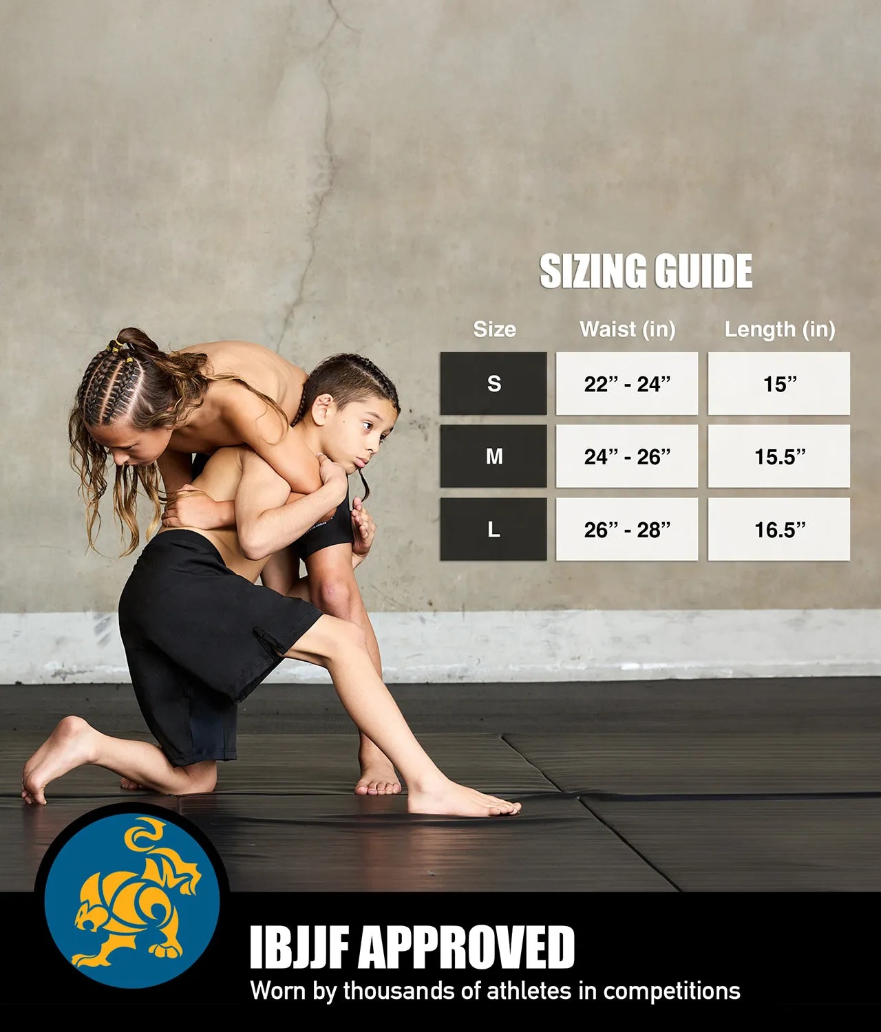 Kids' Black Jack Black No-Gi BJJ Shorts