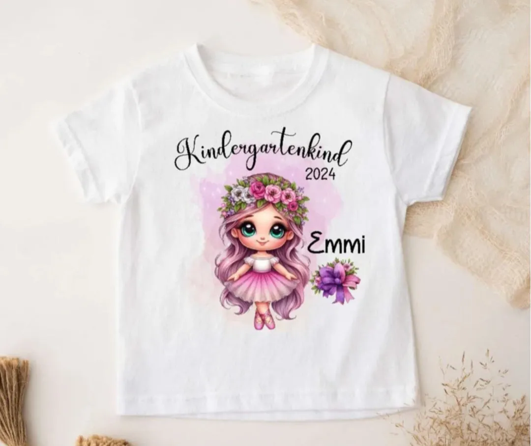 Kindergartenkind T-Shirt Ballerina personalisiert Kita Kind Mädchen Kindergarten Start