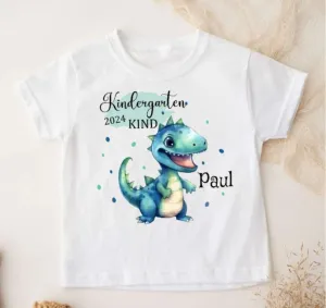 Kindergartenkind T-Shirt Dinosaurierer personalisiert Kita Kind Jungen Kindergarten Start