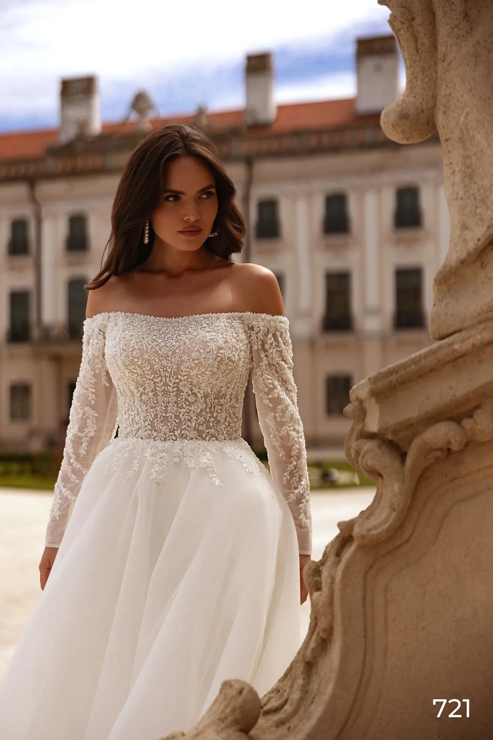 Lace Appliques Wedding Dress Modest Long Sleeve Bridal Gown Customized Elegant A-line Tulle Dresses For Bride