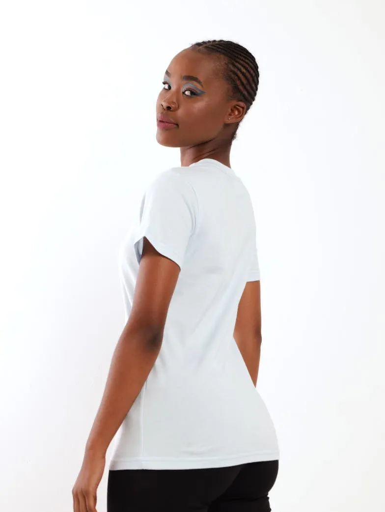 Ladies Bio Polished High Square Tee - Light Blue