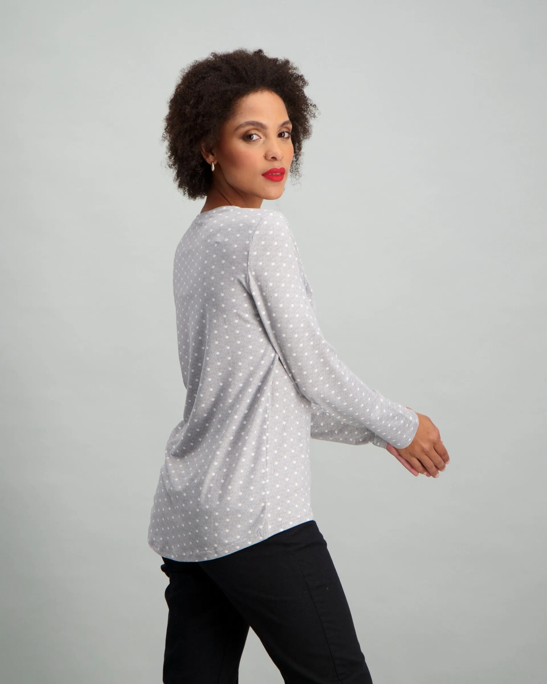 Ladies Polka Dot T-Shirt - Black/Charcoal