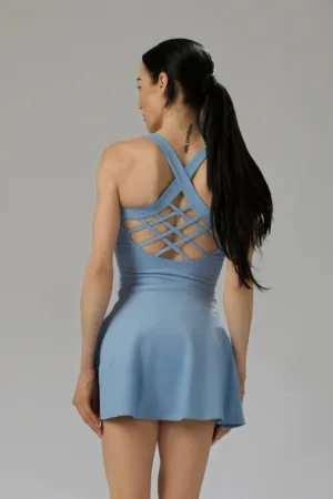 Lattice-Back Performance Mini Dress