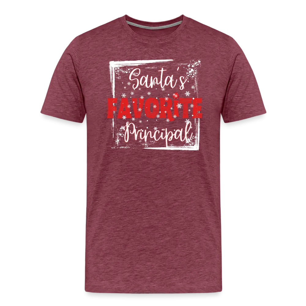 Leading with Cheer: Men's 'Santa's Favorite Principal' Premium Tee