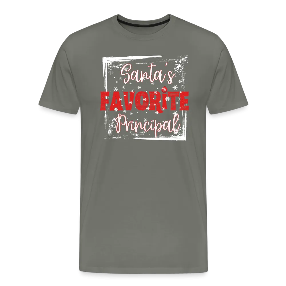 Leading with Cheer: Men's 'Santa's Favorite Principal' Premium Tee