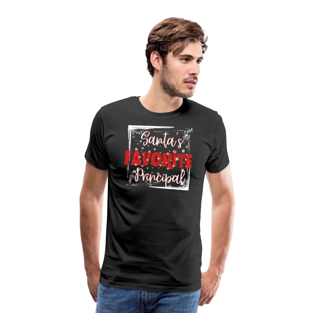 Leading with Cheer: Men's 'Santa's Favorite Principal' Premium Tee