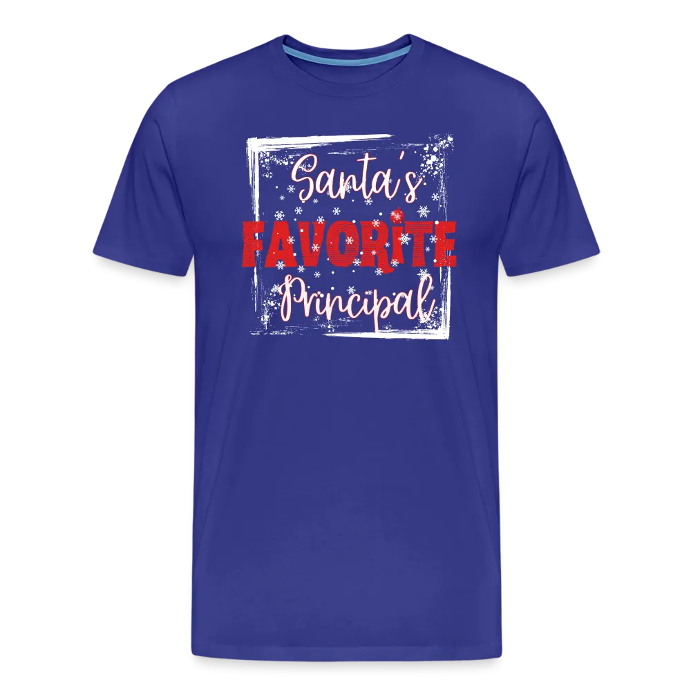 Leading with Cheer: Men's 'Santa's Favorite Principal' Premium Tee