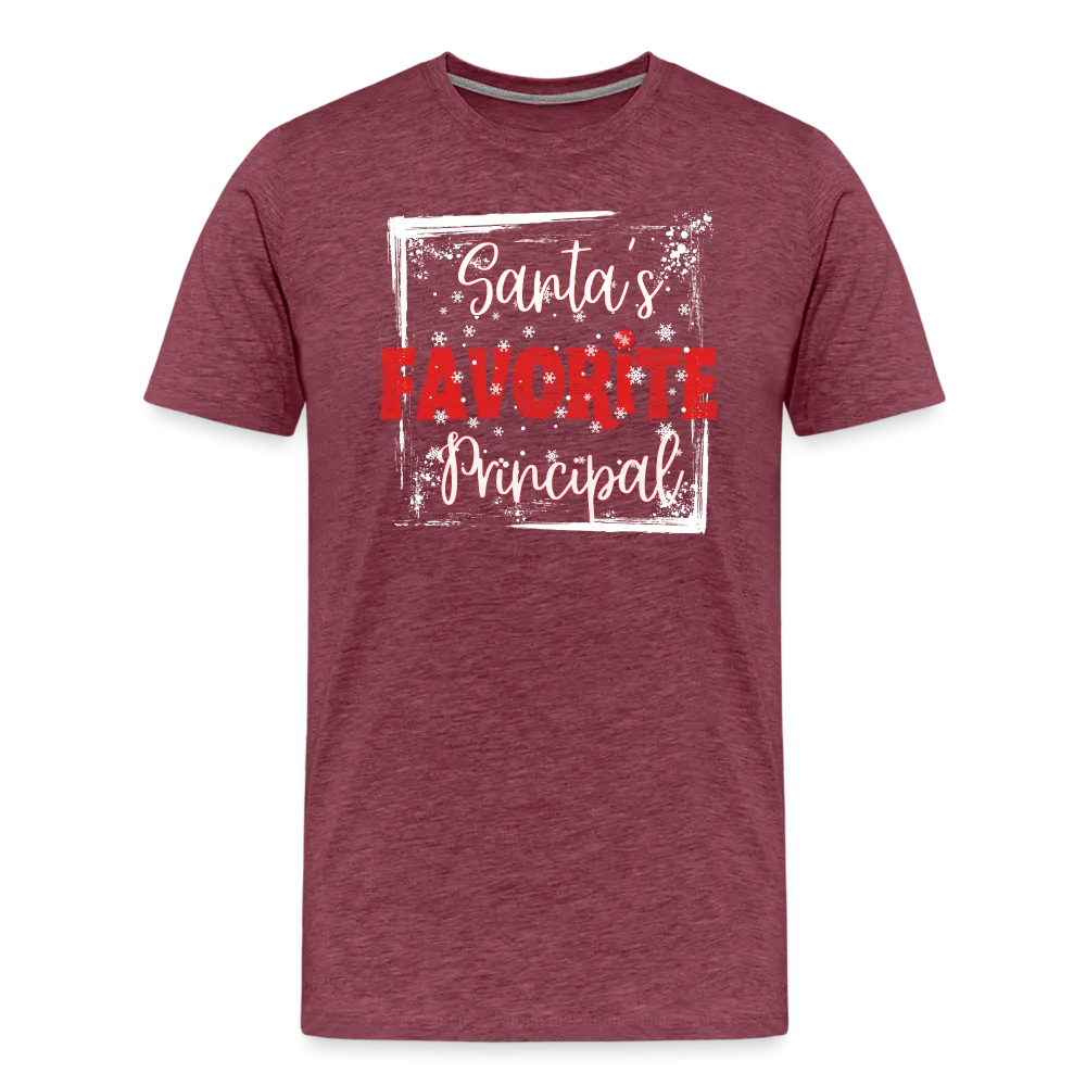 Leading with Cheer: Men's 'Santa's Favorite Principal' Premium Tee