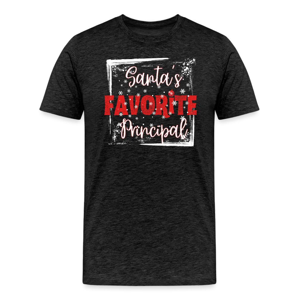 Leading with Cheer: Men's 'Santa's Favorite Principal' Premium Tee