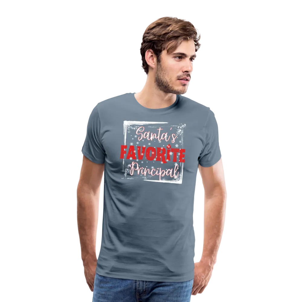 Leading with Cheer: Men's 'Santa's Favorite Principal' Premium Tee