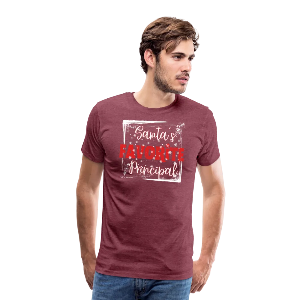 Leading with Cheer: Men's 'Santa's Favorite Principal' Premium Tee