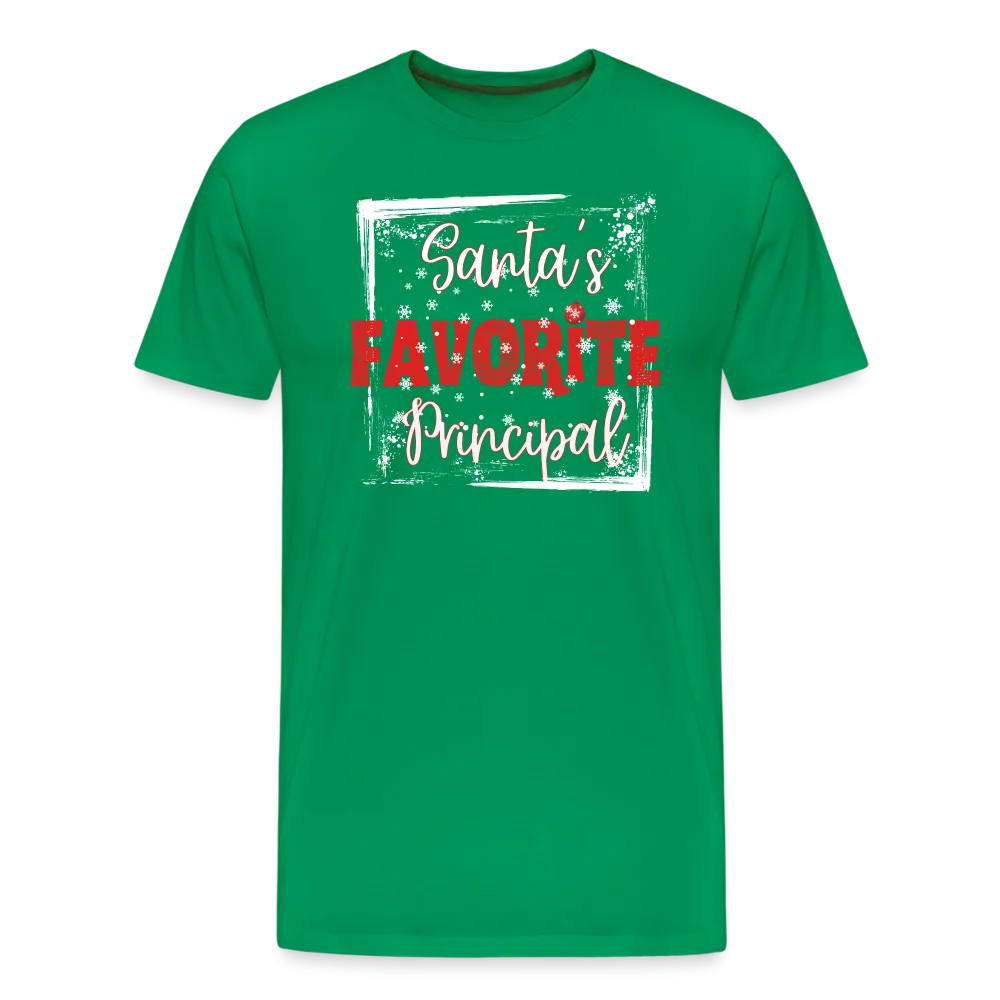 Leading with Cheer: Men's 'Santa's Favorite Principal' Premium Tee