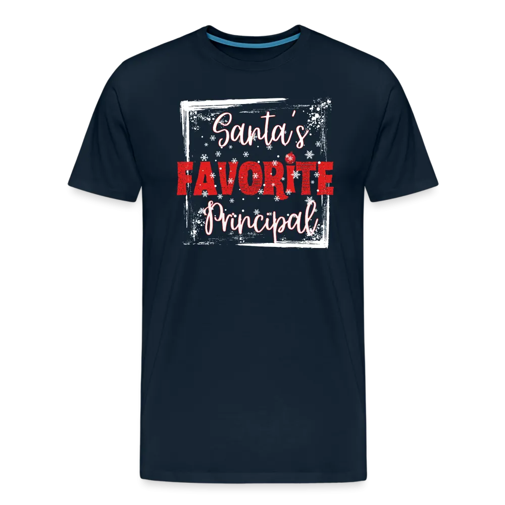 Leading with Cheer: Men's 'Santa's Favorite Principal' Premium Tee