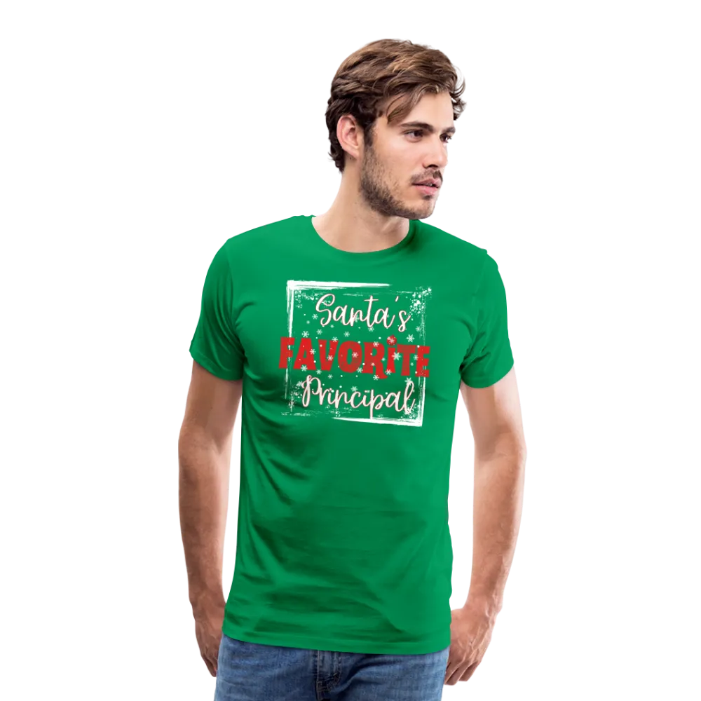 Leading with Cheer: Men's 'Santa's Favorite Principal' Premium Tee